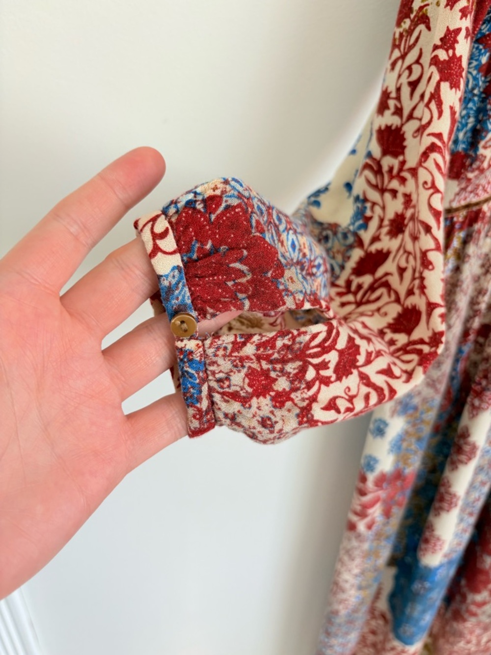 ZARA Boho Patchwork Midi Dress Sz XS Paisley Floral Prairie Cottagecore Folklore - Picture 6 of 6